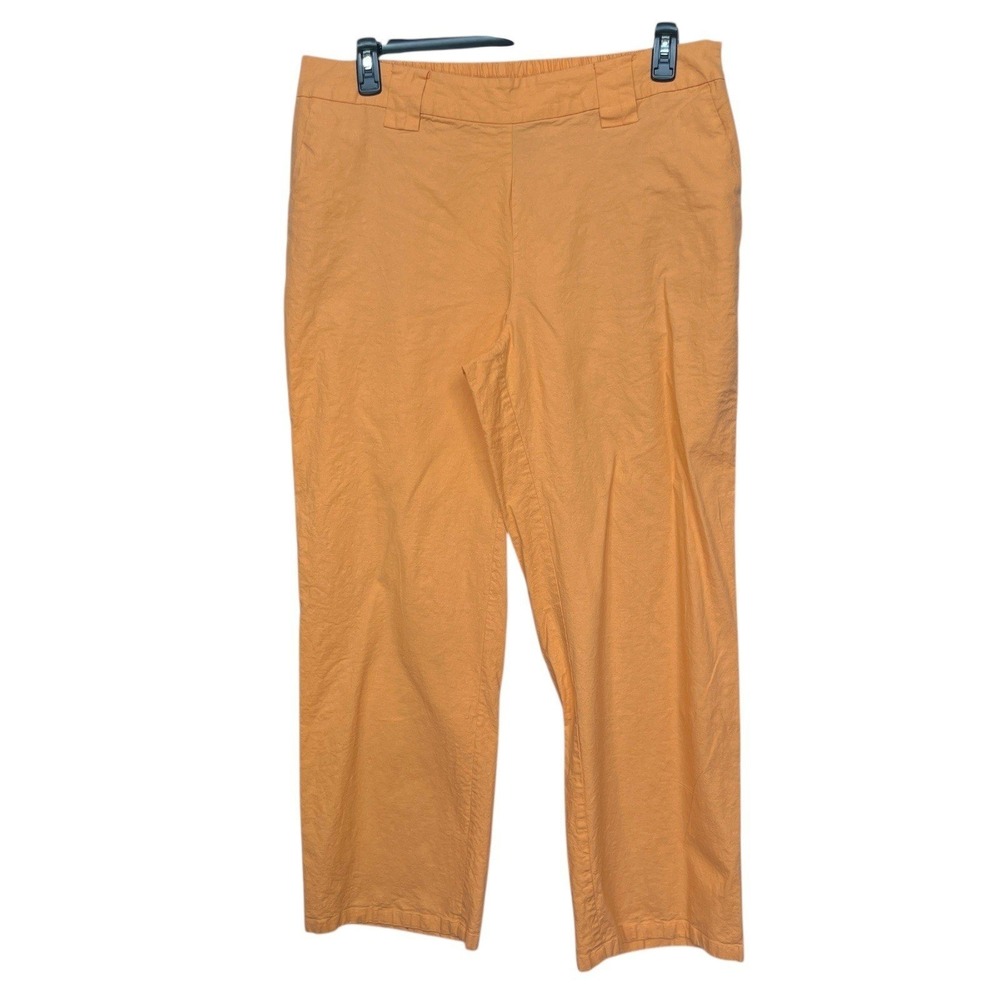 Ashley Stewart Pants Womens 16 Orange Linen Blend Straight Leg Elastic Back Exc